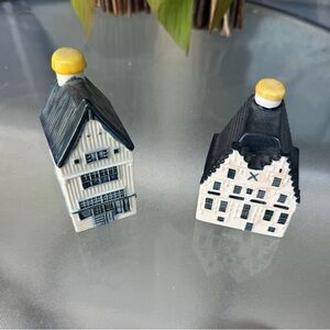 Rare VTG KLM Airlines Blue Delft Porcelain House #6 and #87 by BOLS Sealed